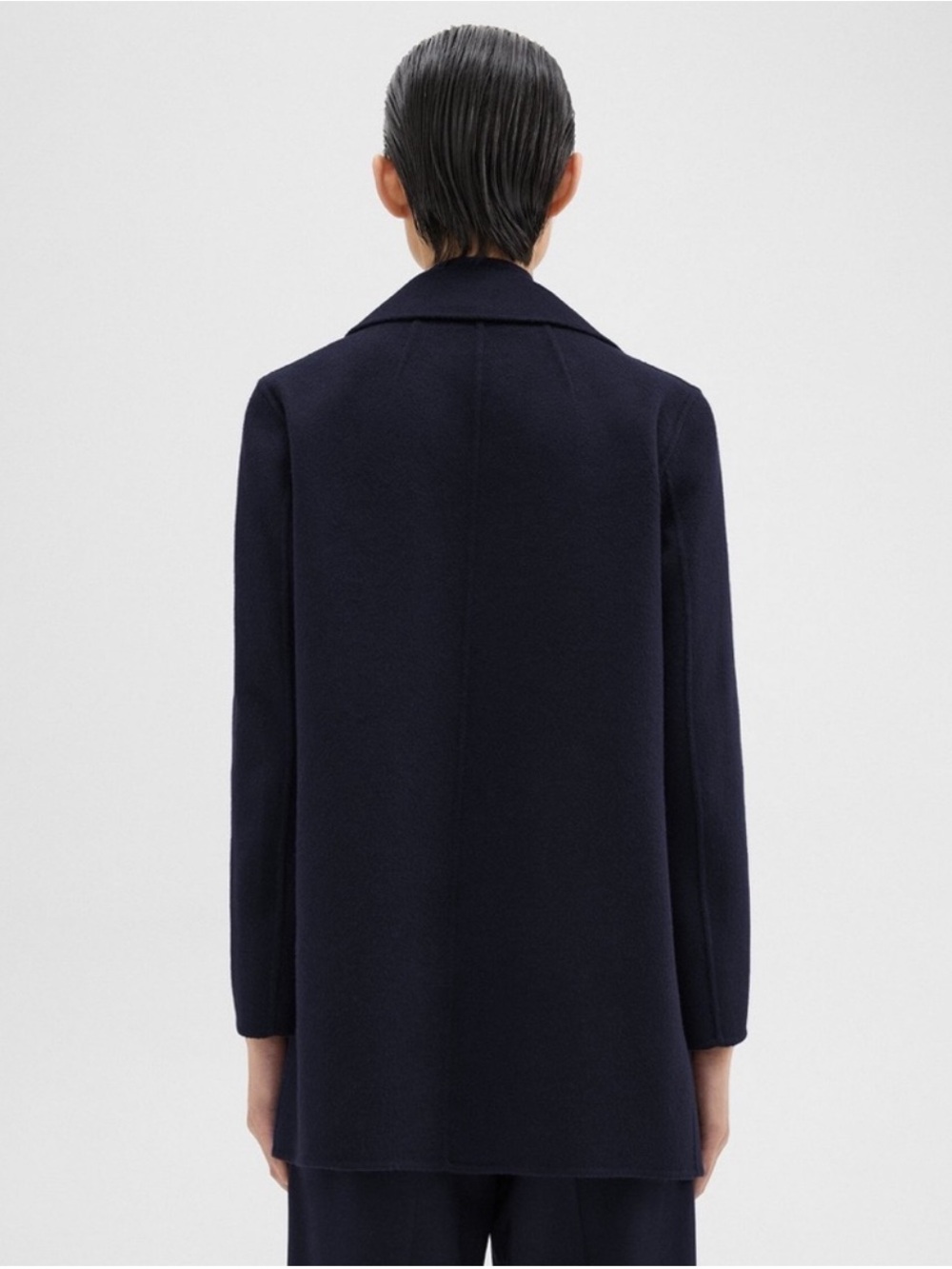 Theory Clairene Open Front Wool Cashmere Blend Jacket Blazer Navy Blue - Picture 5 of 13